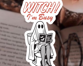 Halloween Ghost Witch I'm Busy: Trendy Goth Booktok Kindle Sticker