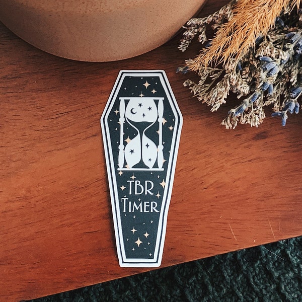 TBR Bookish Sticker Coffin / Holographic / Kindle sticker / Bookish sticker / Death by tbr / Halloween sticker / Horror