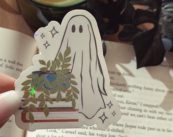 Bookish Ghost Sticker: Spooky Kindle Reader, Halloween Fall Decor