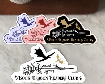 Fantasy Dragon Book Club Sticker: Matte Vinyl, Water-Resistant