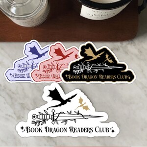 Fantasy Dragon Book Club Sticker: Matte Vinyl, Water-Resistant