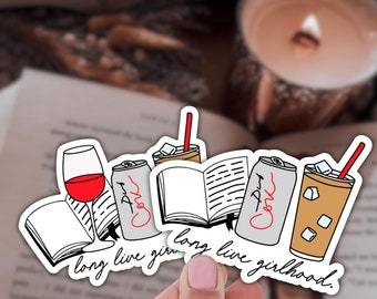 Long Live Girlhood Sticker: Booktok, Iced Coffee, Kindle