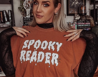 Spooky Reader Tee: Halloween Bookworm Comfort Colors Shirt