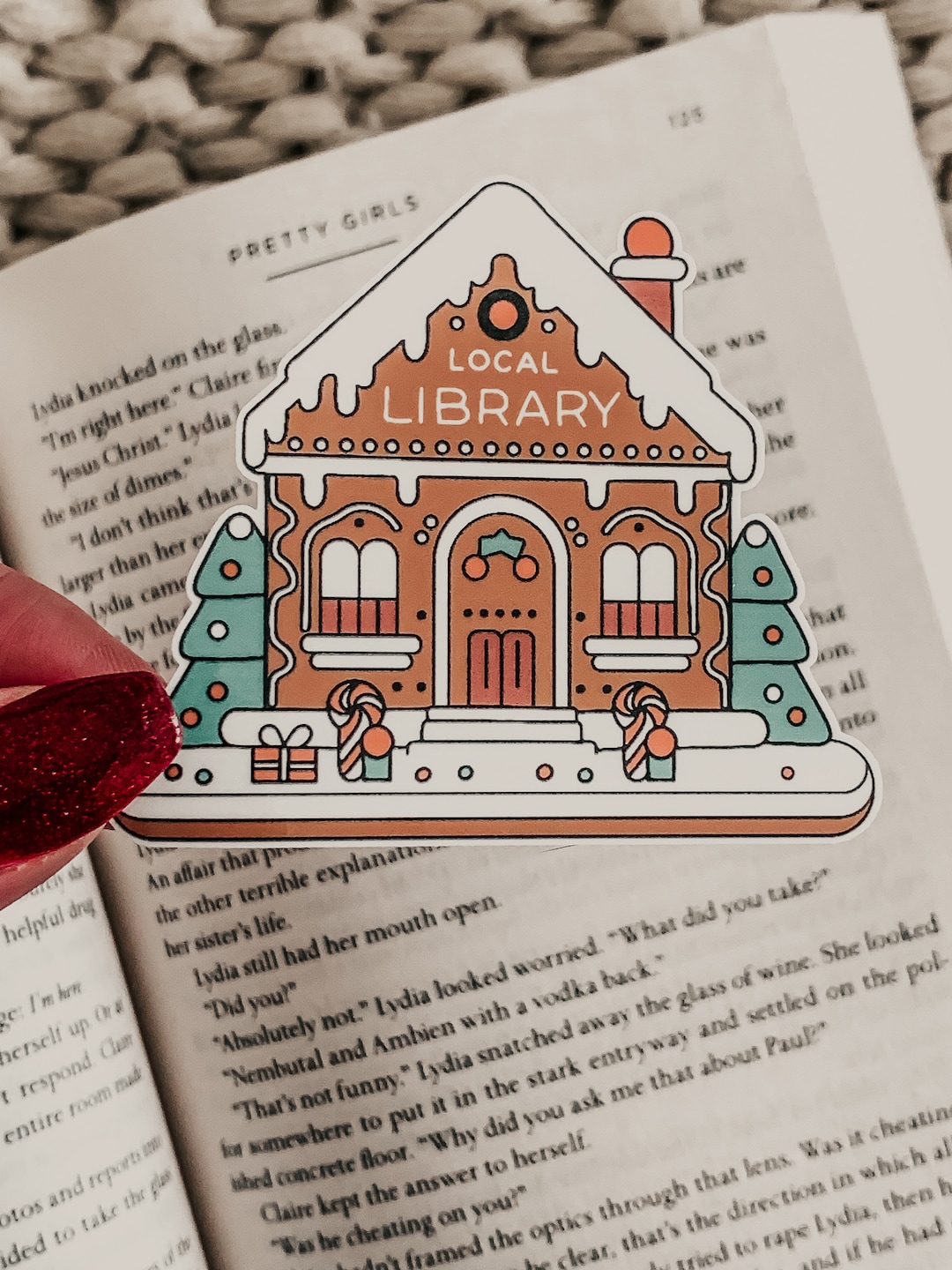 Gingerbread Library Sticker: Bookish Christmas Kindle Sticker - Etsy