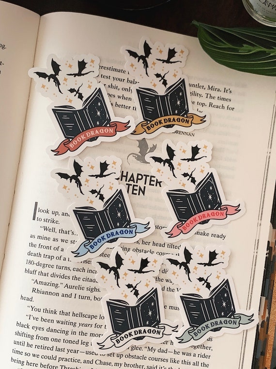 Holographic Fantasy Book Dragon Sticker - Booktok Kindle Decal