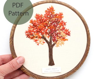 Sugar Maple Thread Painting Pattern, Contemporary Embroidery (PDF)