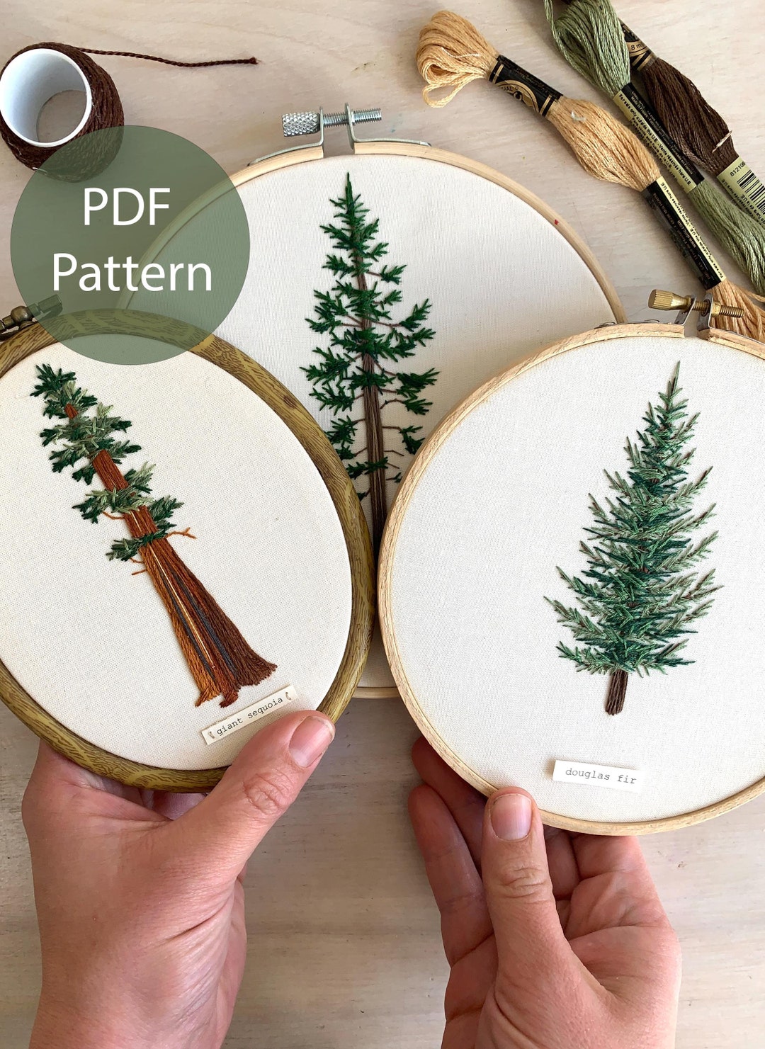 Evergreen Tree Pattern Set: Sequoia+douglas Fir+ponderosa Pine Thread ...