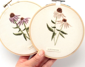 Echinacea Flower Embroidery Pattern, Beginner Friendly (PDF Pattern)