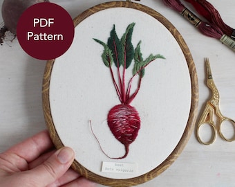 Beet Embroidery Pattern, Thread Painting, Beginner Friendly (PDF)
