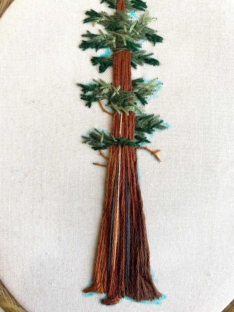 Sequoia Tree Embroidery Pattern, Contemporary Thread Painting (PDF) - Etsy