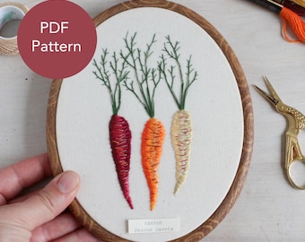 Rainbow Carrot Thread Painting Embroidery Pattern (PDF)