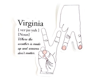 Sticker, laptop sticker, water bottle sticker, hydro flask sticker, Virginia, Virginia lovers, Virginia weather, Virginia seasons