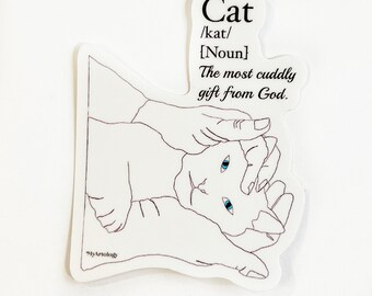Sticker, laptop sticker, water bottle sticker, waterproof sticker, hydro flask sticker, cat, cat sticker, cuddly cat, cat lover