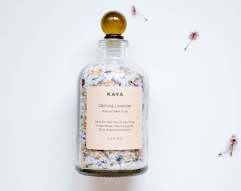 Lavender Bath Salts | Dead Sea Salts | Floral Bath Soak Detox | Spa and Relaxation | Apothecary | 100% Natural | Gift for Dad, Gift for Mom