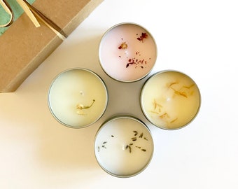 4 Soy Candles Gift Set | All natural vegan, Gift under 30, Birthday gift, Thank you gift, Gift for Family - FREE shipping