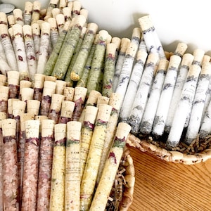 Reageerbuisje badzout Trouwbedankjes: lavendel, roos, citrus, patchoeli, jasmijn, eucalyptus (24 stuks)