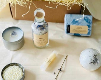 Lavender Spa Gift Set: All-Natural Bath & Body, Calming Aromatherapy