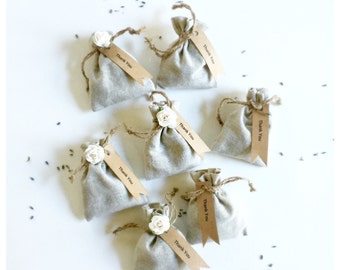 25 bolsitas de lavanda: Bolsitas de lino con lavanda seca para obsequios