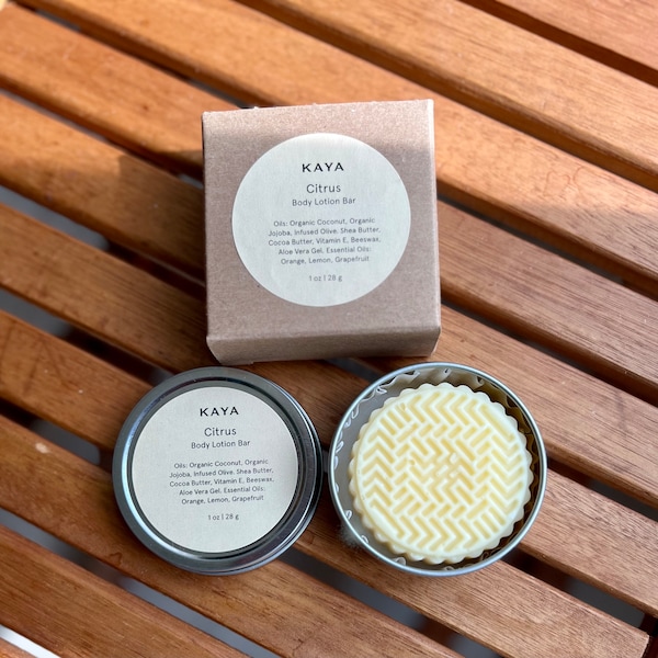Citrus Cocoa Butter Solid Lotion Bar I Organic Spa Moisturizer
