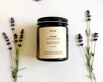Lavender Soy Candle (8 oz): Calming Scent, Wooden Wick