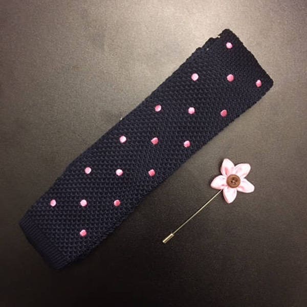 Mens tie. Lapel Pin. Necktie and Lapel Pin Set. Skinny Tie