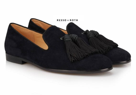 black tassel loafers mens suede