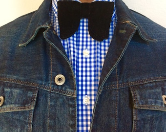 Oversize Bow Tie - Black Velvet Bow tie, wedding bow tie