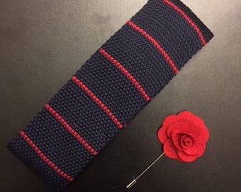 Corbata para hombre. Pin de solapa. Juego de clavijas y corbata. Corbata delgada. Corbata de punto