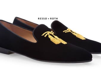 Resso Roth zwarte suède loafers Belgische instappers zwart fluwelen loafers