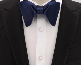 Blue Silk Bow tie - Butterfly bowtie, Bowtie, Pre-Tied Silk Bowtie, Wedding bowtie