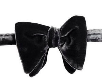 Oversized bow tie - Black Velvet bowtie, Mens big bow tie