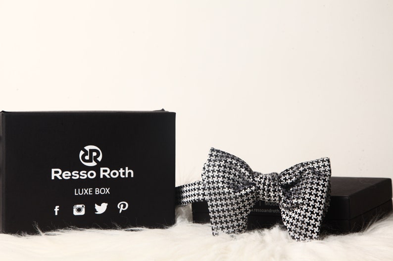 Pre-Tied Silk Bowtie Wedding bowtie Houndstooth Bow tie Bowtie