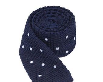 White Polka Dot Tie on Navy Background 2.36 6cm - Etsy