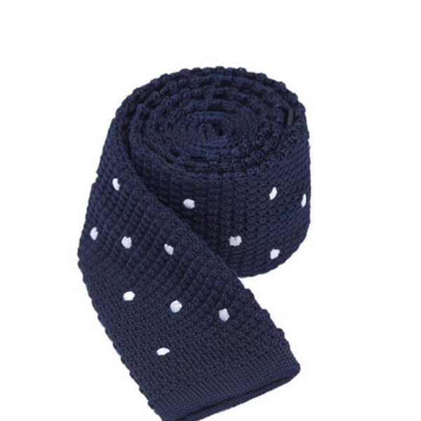 Navy Blue Knit Necktie Polka Dot Tie Mens Knitted Tie Skinny Tie Wedding Necktie Gift for Men Skinny Knitted Tie Knit