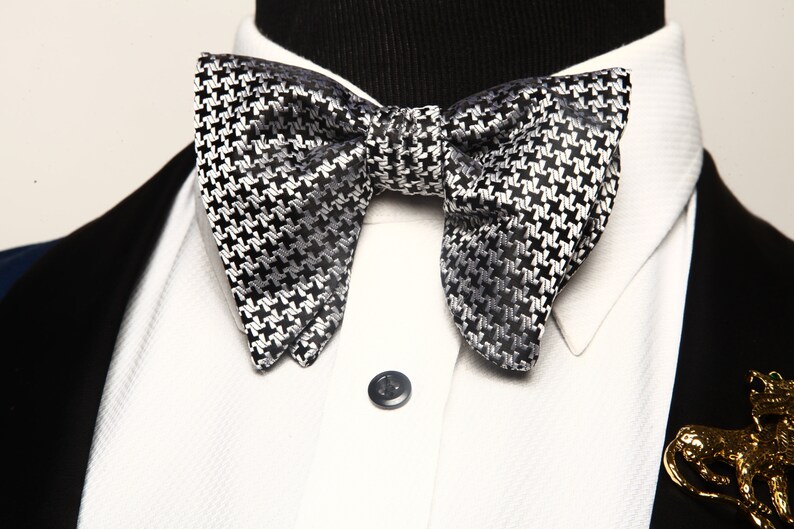 Pre-Tied Silk Bowtie Wedding bowtie Houndstooth Bow tie Bowtie
