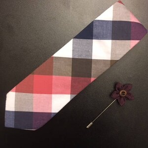 Mens tie. Lapel Pin. Necktie and Lapel Pin Set. Skinny Tie. Cotton tie.