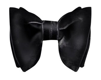 Black Velvet Bow tie - tie, Butterfly Bow tie,  Pre-Tied Bowtie.