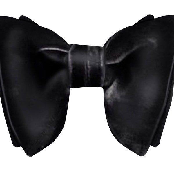 Black Velvet Bow tie - tie, Butterfly Bow tie,  Pre-Tied Bowtie.