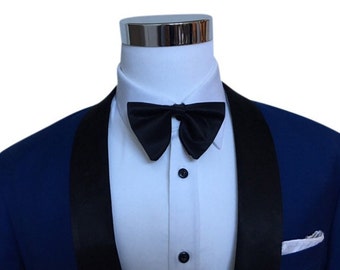 Black Bow Tie - Black Silk Bow tie, wedding bow tie, pretied bowtie