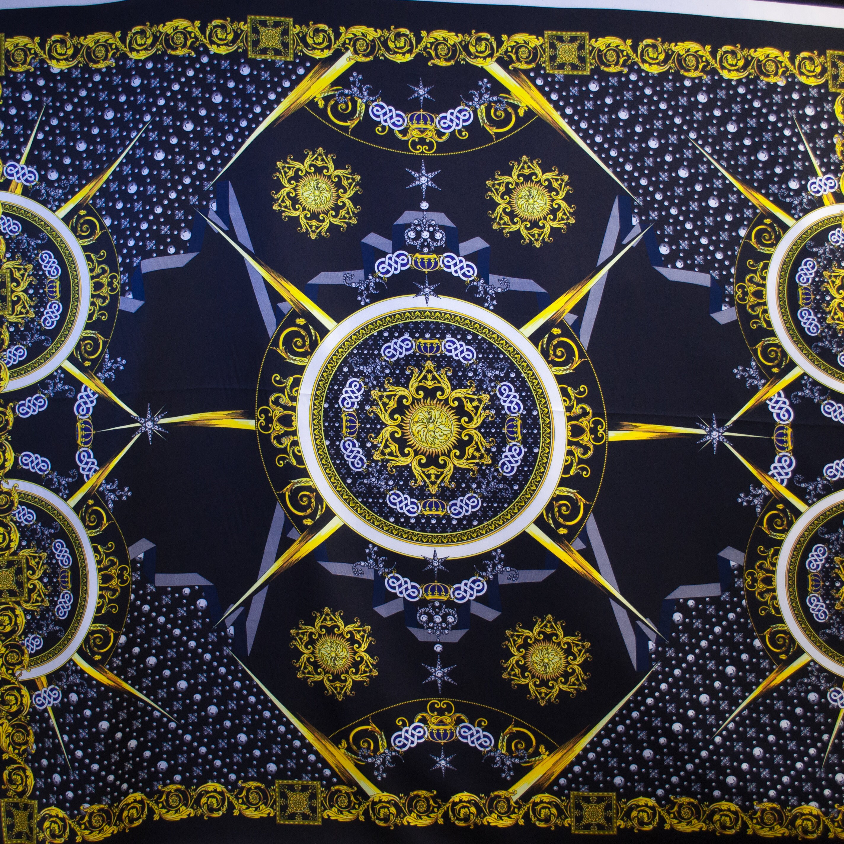 Versace authentic polyester fabrics. Baroque ornaments print. Etsy