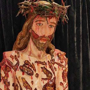 36" Scourged Jesus fiberglass statue.
