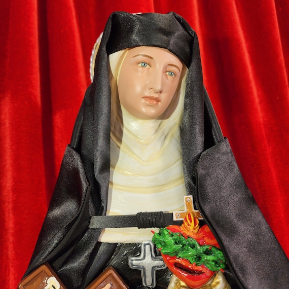 St. Margaret Mary Alacoque Statue: Hand-Painted Sacred Heart Devotion Figure. 26"