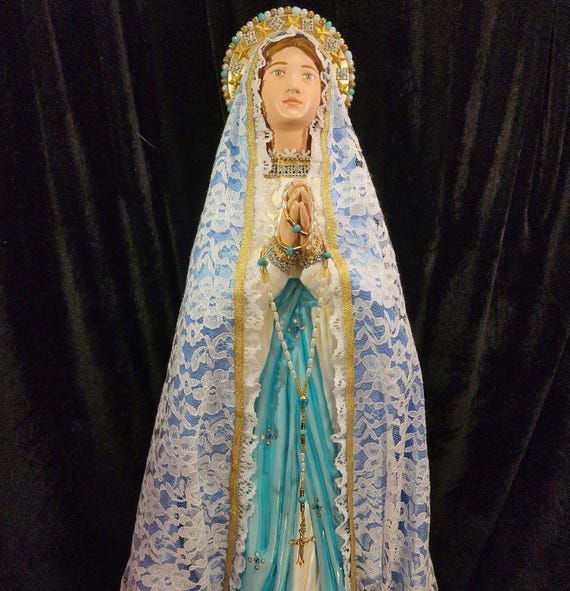 Our Lady of Lourdes Statue, 28" Handcrafted Holy Reminder.