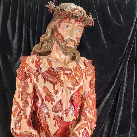 Hand-Painted 36" Scourged Jesus Fiberglass Statue
