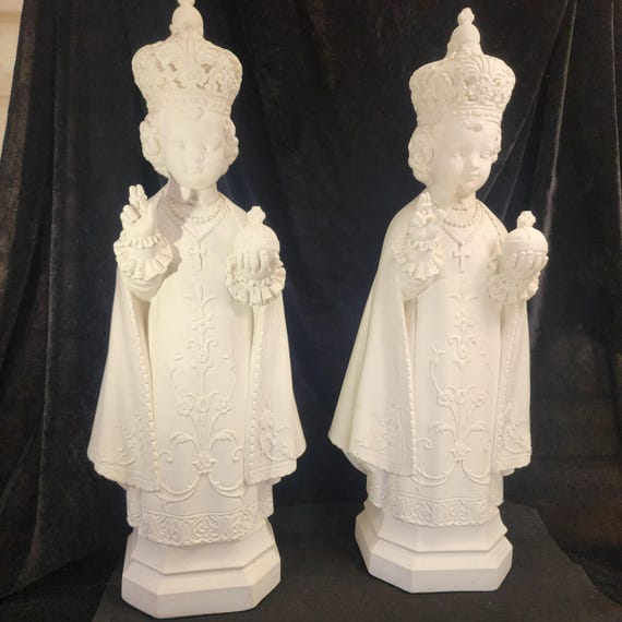 Infant of Prague Plaster Statue (Vintage) White 25" - Ready to ship.
