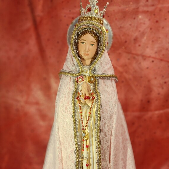 Rosa Mystica Statue - 20" Hand-Painted Mystical Rose, Jeweled Crown. "READY to SHIP OUT!"