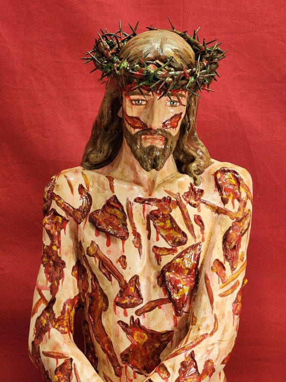 Scourged Jesus Forgive Us Our Sins 36" Fiberglass Statue