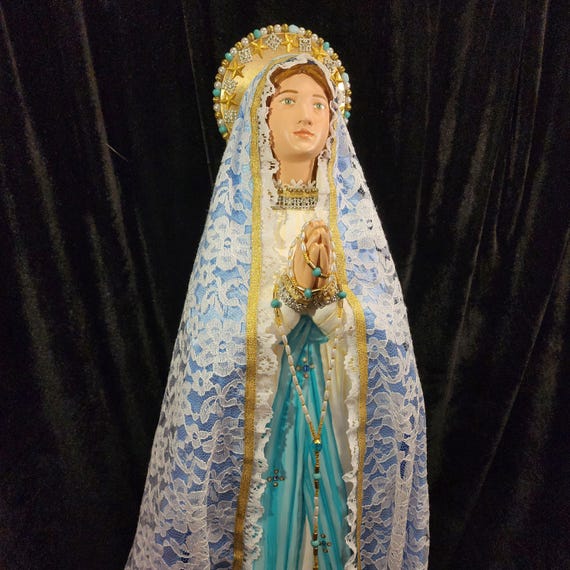 Our Lady of Lourdes Statue, 28" Handcrafted Holy Reminder.