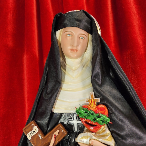 St. Margaret Mary Alacoque Statue: Hand-Painted Sacred Heart Devotion Figure. 26"