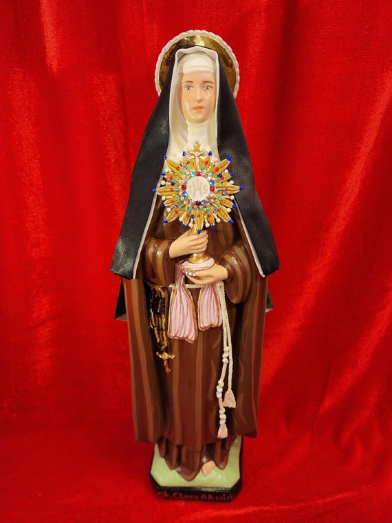 St. Clare of Assisi 18" Monstrance Catholic Christian Religious Saints Statues